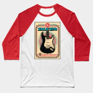 The Blues Vintage Style Guitar - TAN Baseball T-Shirt